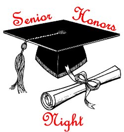 Graduation cap and diploma with \"Senior Honors Night\" text
